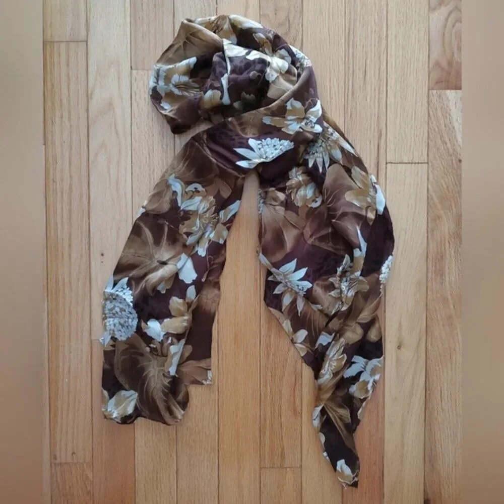 Salvatore Ferragamo silk floral long shawl scarf w/COA